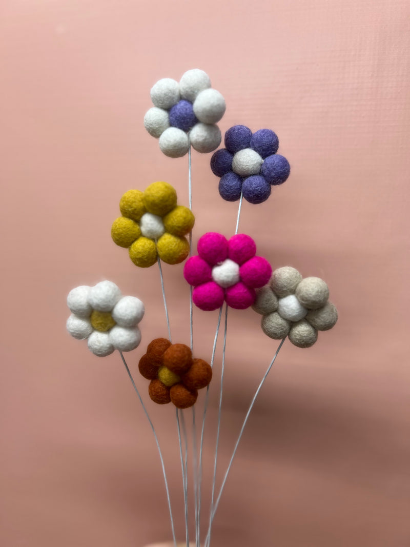 Felt Stems - Bees, Hearts & Daisies